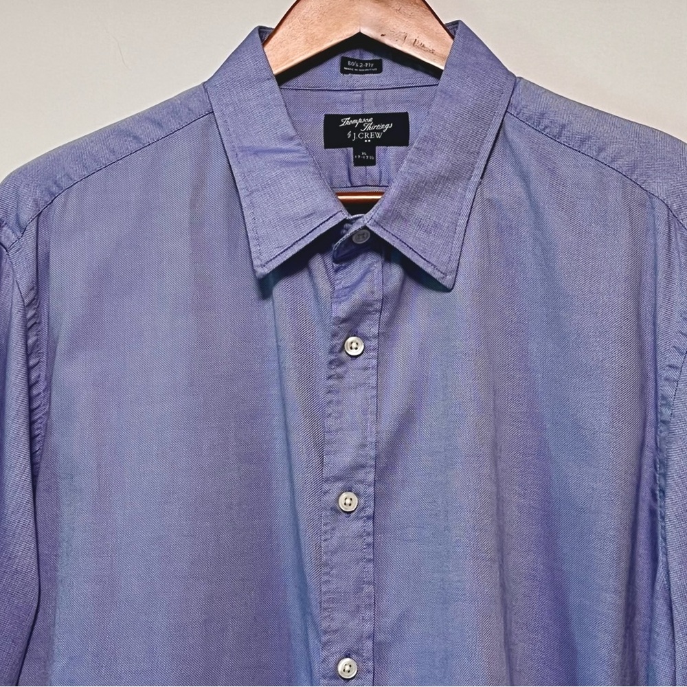 J.CREW Thompson Shirtings 80's 2-Ply Long Sleeve Shirt XL Blue 17-17 1/2 Career - Picture 2 of 14
